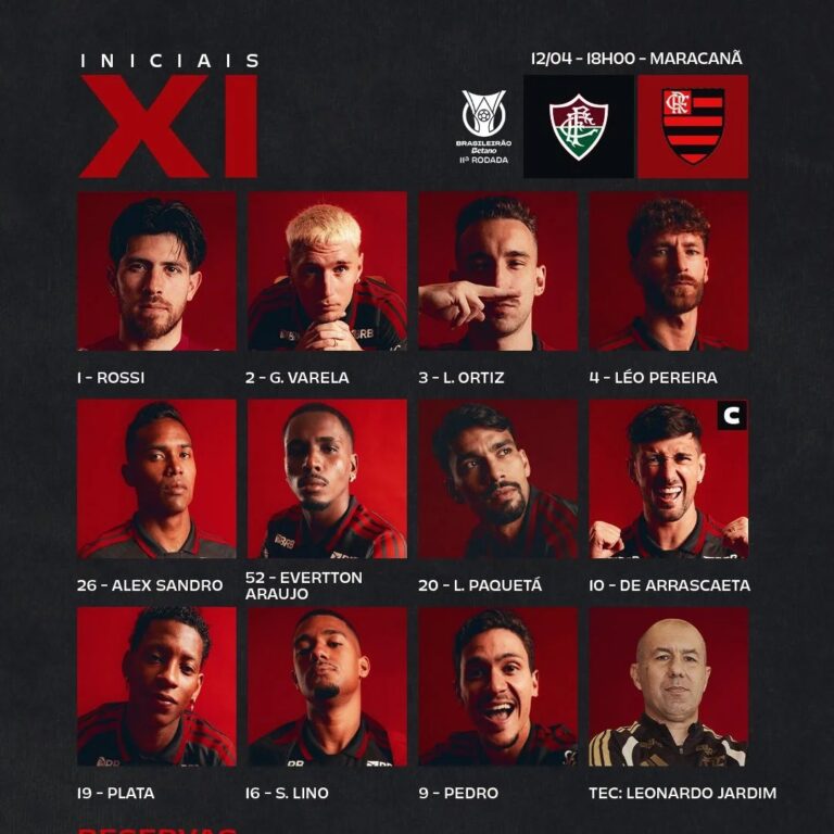 Flamengo confirma equipe titular para clássico com o Fluminense no Maracanã