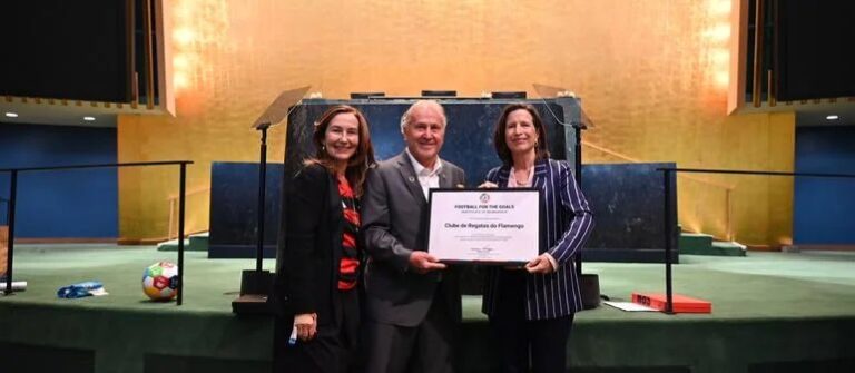 Zico leva Flamengo à ONU e recebe título de Campeão do Futebol pelos ODS