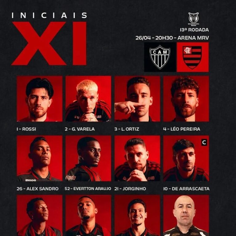 Jorginho retorna ao time e Flamengo confirma escalação para enfrentar o Atlético-MG