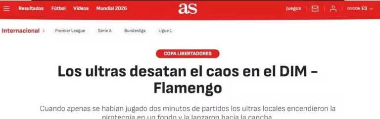 Confronto entre Independiente Medellín e Flamengo vira destaque mundial após cenas de violência