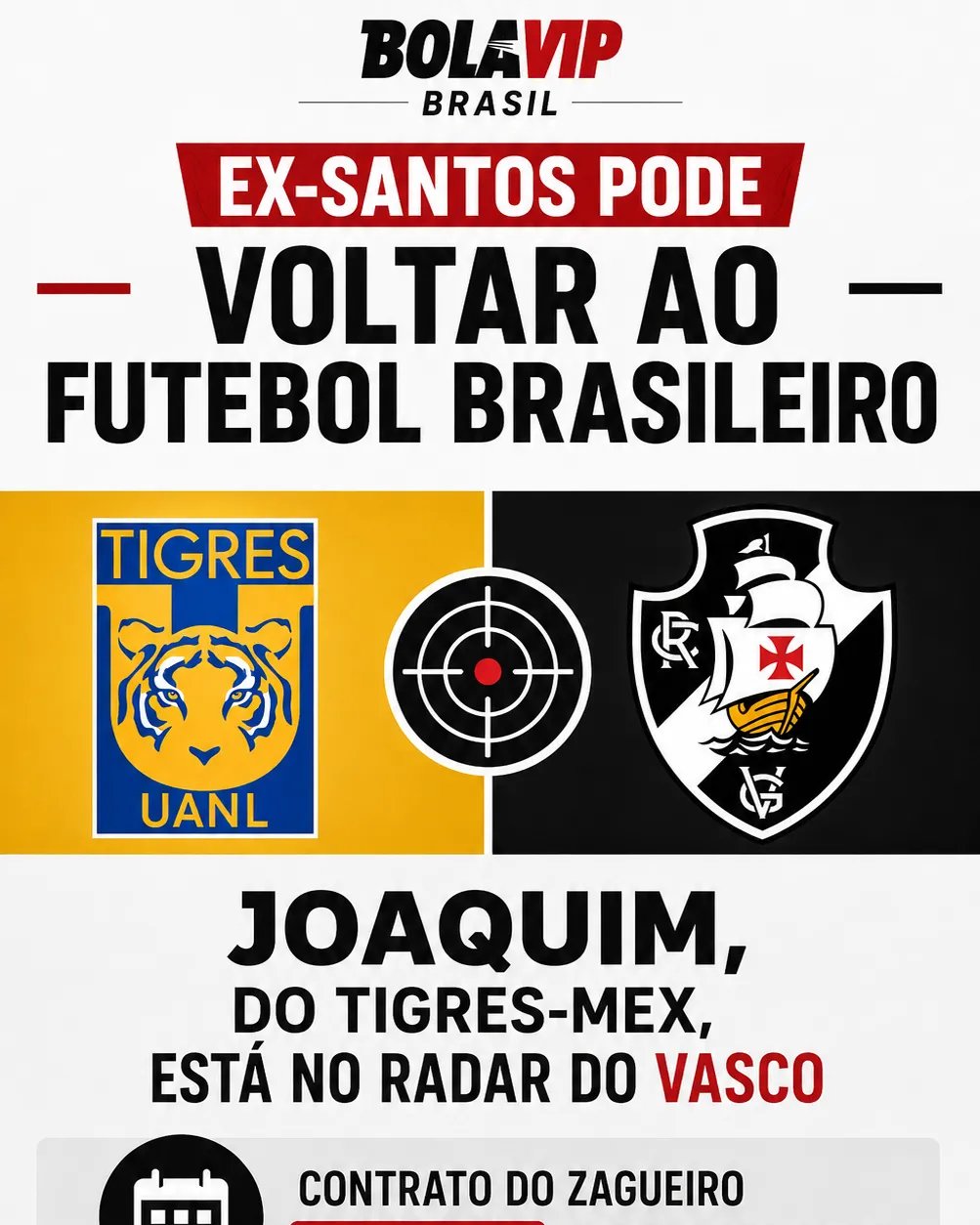 Zagueiro Joaquim, ex-Santos, entra na mira do Vasco, mas Tigres dificulta negociação - Imagem do artigo original
