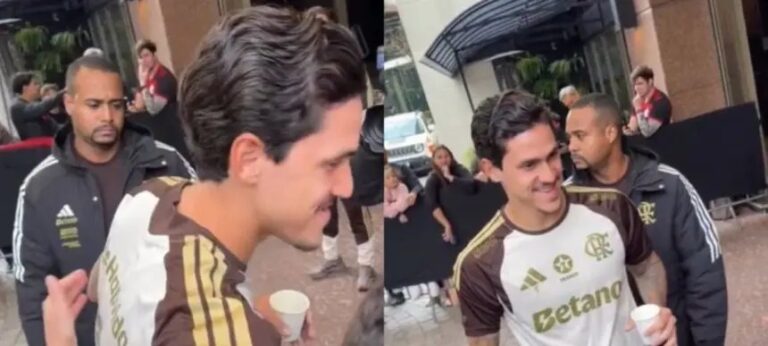 Torcedor surpreende Pedro com homenagem em Libras antes de treino do Flamengo