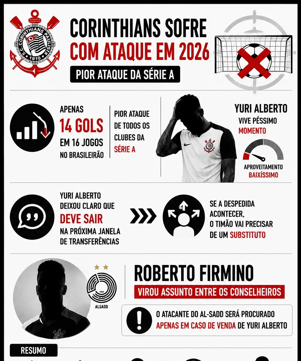 Interesse do Corinthians em Roberto Firmino está condicionado à saída de Yuri Alberto - Imagem do artigo original
