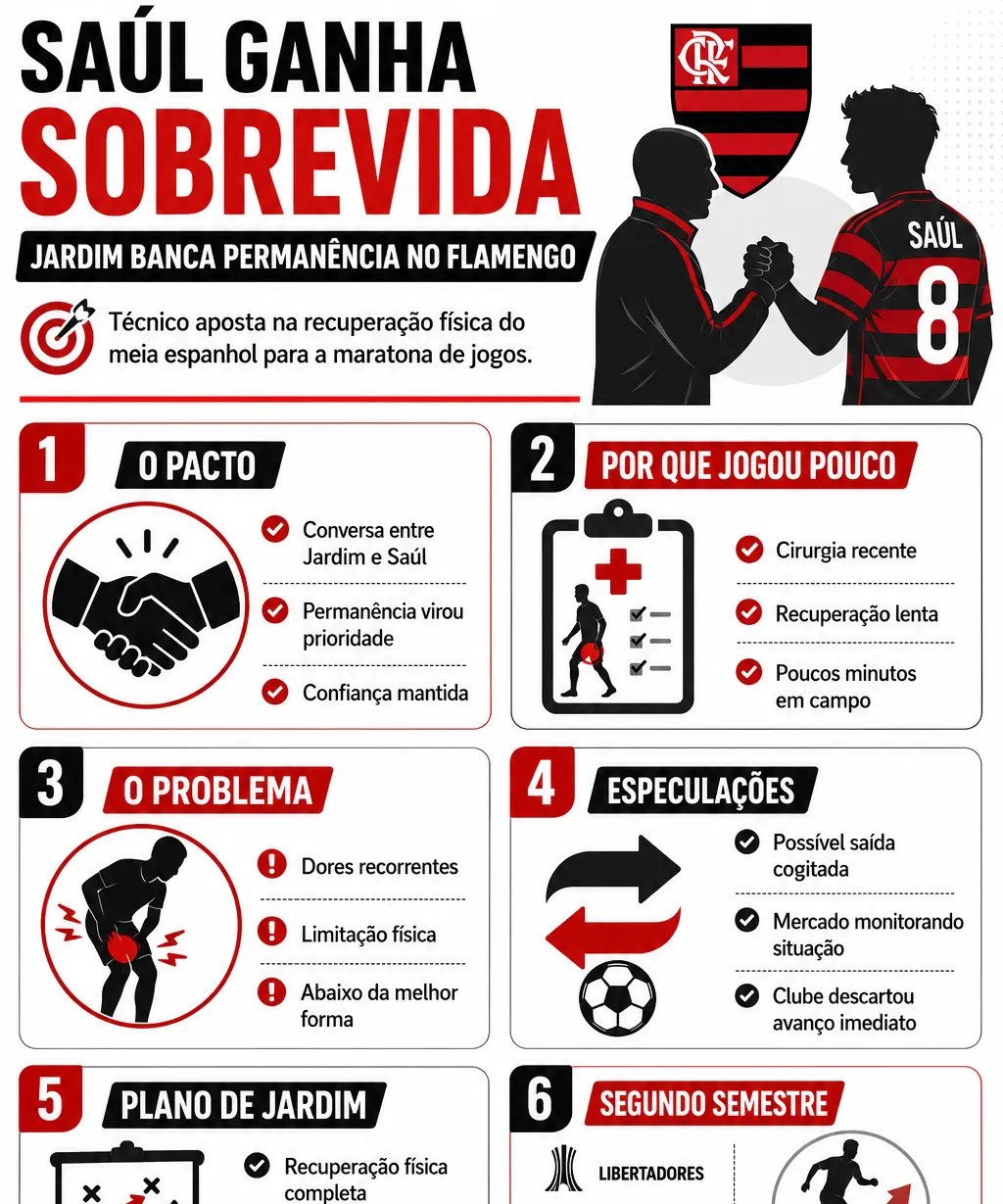 Saúl recebe voto de confiança de Leonardo Jardim, mas técnico cobra forma física ideal no Flamengo - Imagem do artigo original