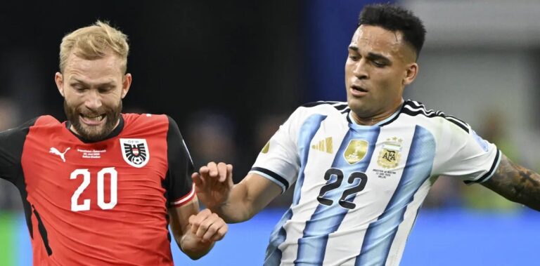Entrada dura de Lautaro Martínez em Laimer gera críticas à arbitragem em Argentina 2 x 0 Áustria