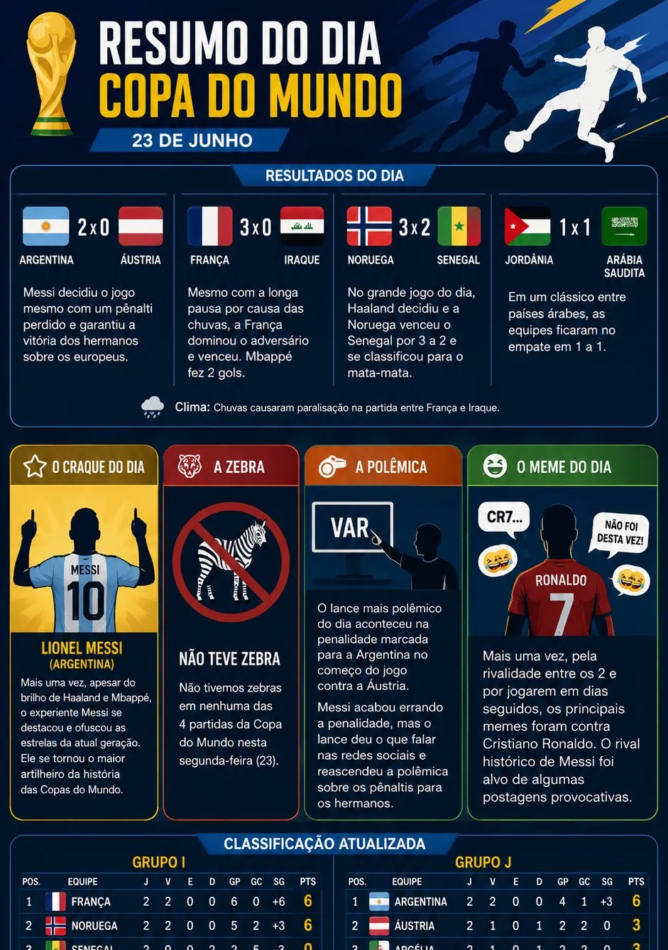 Messi, Mbappé e Haaland lideram triunfos e agitam a rodada da Copa - Imagem do artigo original