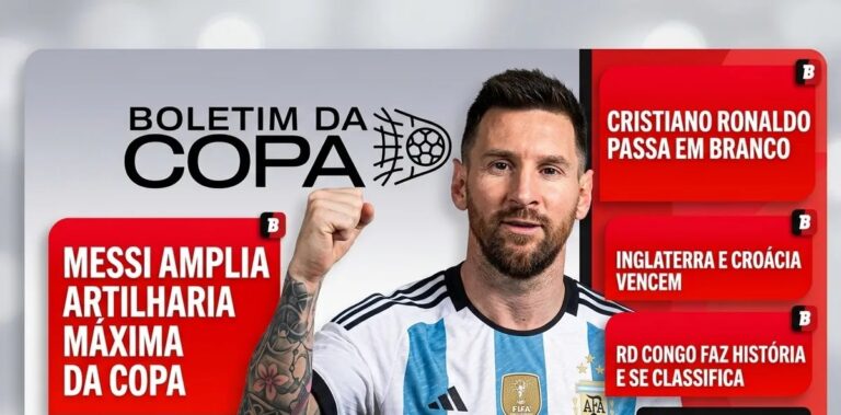 Messi brilha, Inglaterra garante liderança e Cristiano Ronaldo fica sem marcar no Mundial