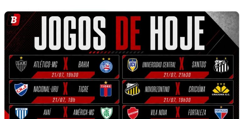 Atlético-MG enfrenta Bahia e Santos visita Universidad Central; veja a programação de jogos e transmissões desta terça-feira (21)