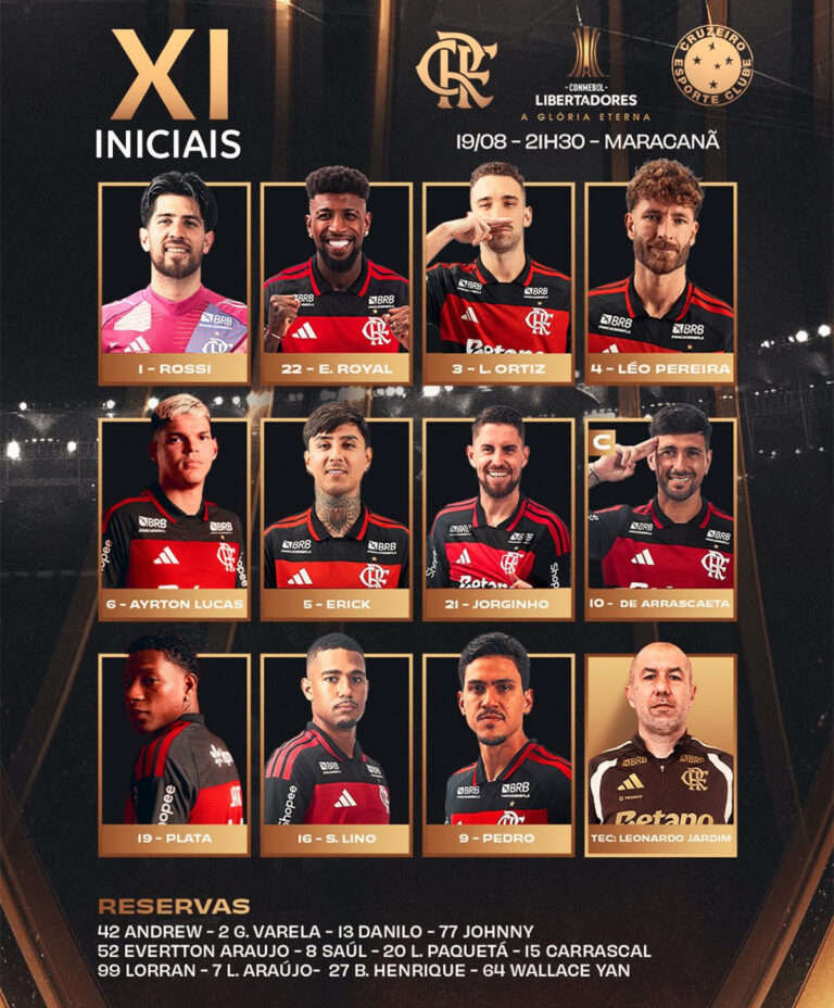 Flamengo define escalação para confronto decisivo contra o Cruzeiro