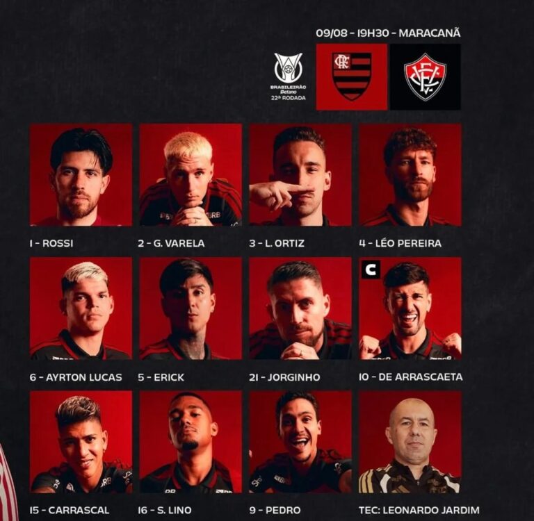 Flamengo confirma escalação com mudanças para duelo contra o Vitória no Maracanã