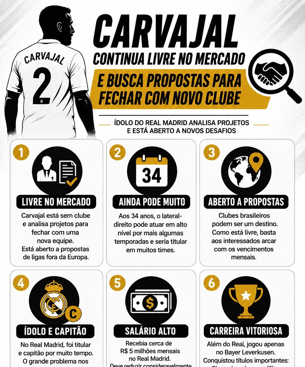 Lateral Dani Carvajal avalia ofertas fora da Europa após saída do Real Madrid - Imagem do artigo original