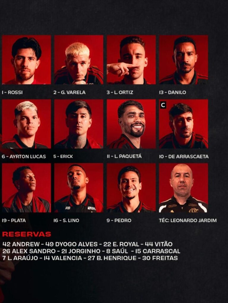 Flamengo anuncia time titular para duelo contra o Corinthians no Maracanã
