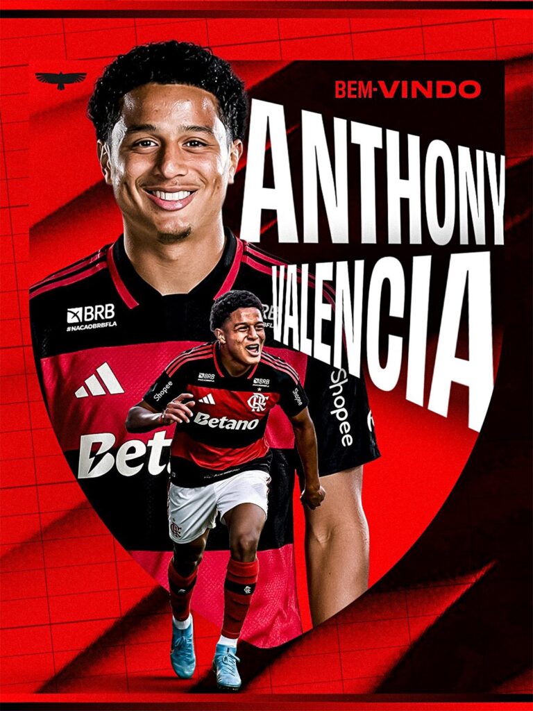 Flamengo formaliza a contratação de Anthony Valencia para o ataque