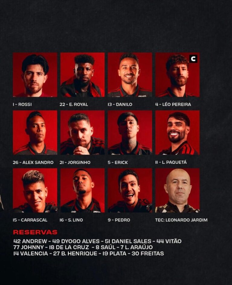 Flamengo confirma time titular para duelo contra o Santos na Vila Belmiro