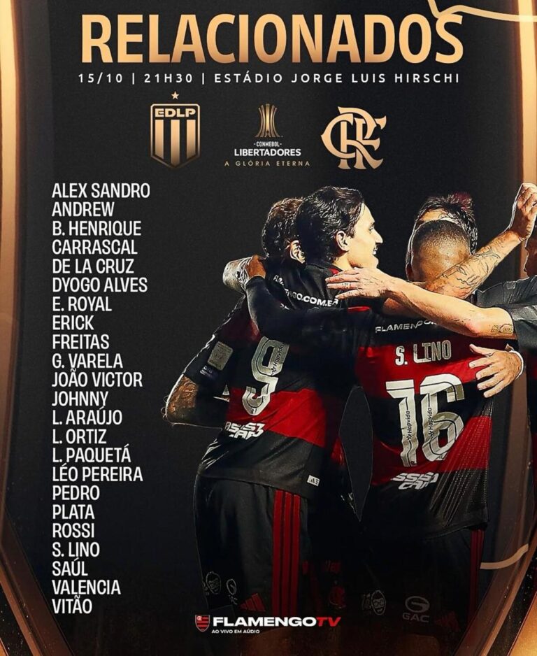 Flamengo divulga convocados para semifinal contra o Estudiantes com cinco desfalques